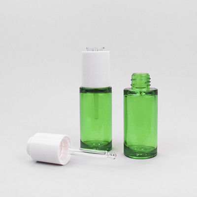 Buy 30ml Transparent Green Cosmetic Dropper Bottles For Essential Oils online manufacture