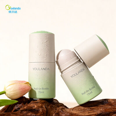 75ml Straight Round Plastic Antiperspirant Roller Ball Packaging for Body Care & Sunscreen with Dual-Color Decorative Cap